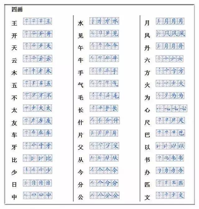 小学一二年级700个汉字的正确书写顺序(建议收藏)