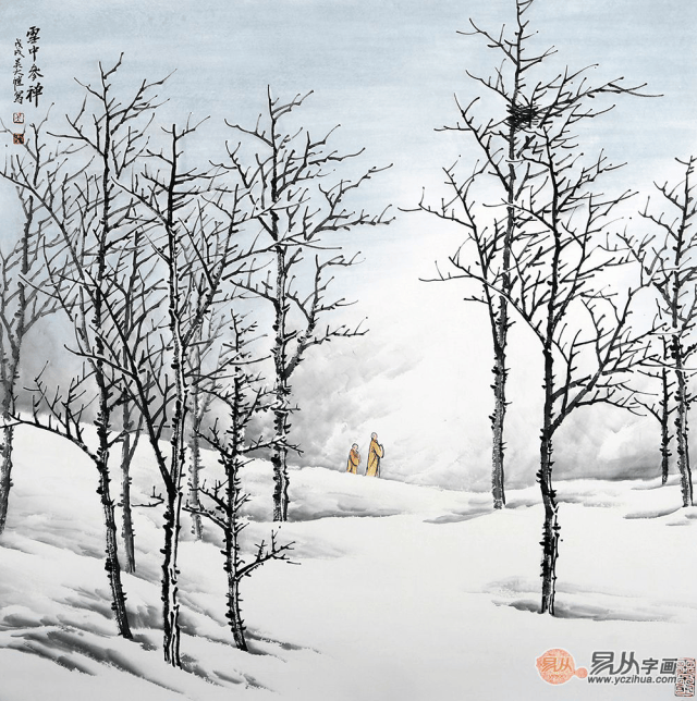 自然水墨,气定神清,当代画家吴大恺的雪景山水画欣赏