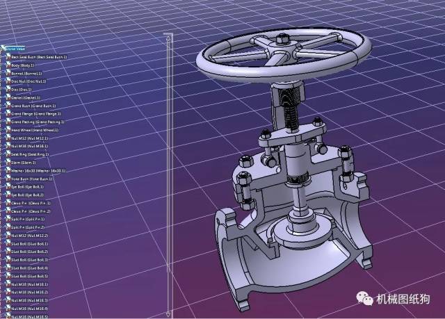 【工程机械】globe valve截止阀半剖结构3d图纸 catia