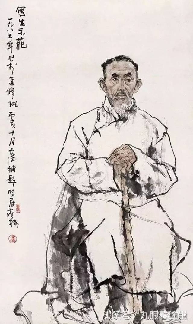 卢沉的水墨人物画,形具,神完而意足,笔精墨妙,形象生动感人