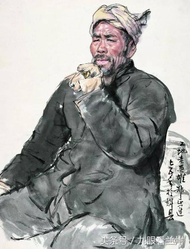 卢沉的水墨人物画,形具,神完而意足,笔精墨妙,形象生动感人