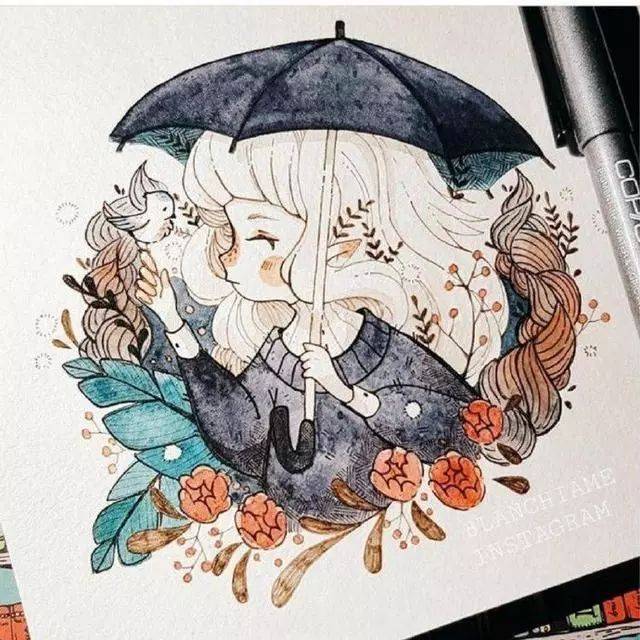 超可爱的q版马克笔手绘图,用马克笔画出很萌的小人物