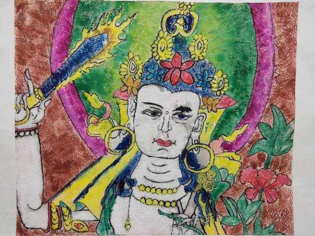 少儿创意美术课题《佛像壁画》,具有中国传统特色的艺术作品!
