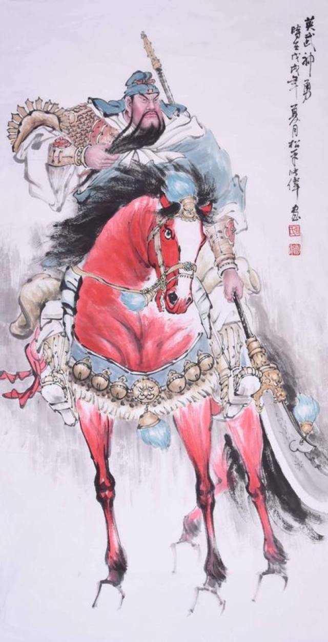挥毫落纸绘忠义画家张伟关公像作品欣赏