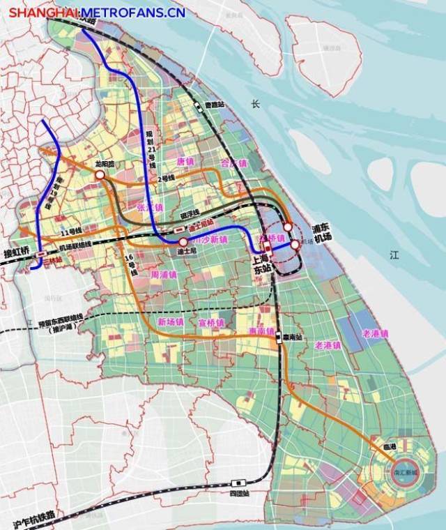 上海最新规划的市域铁路机场联络线(上海虹桥—上海东站),在迪士尼