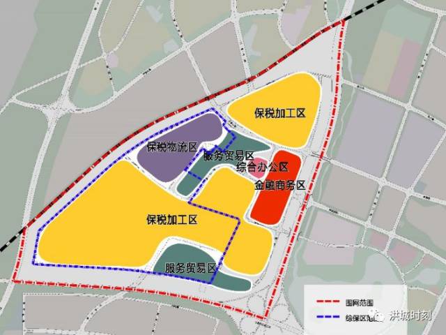 围绕发展定位和发展目标,规划打造五大功能区:保税