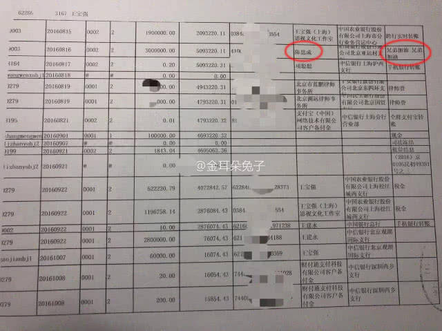 马蓉晒王宝强银行流水帐,其中陈思诚的打款留言亮了