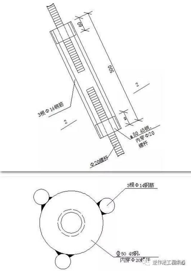 末端采用200mm*220mm*12mm铁板与工字钢焊接,孔距为㎜,见下图