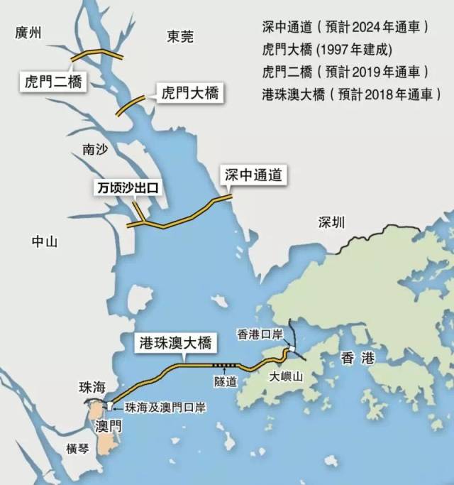 虎门大桥,还有刚开通不久的 广深港高铁,从南沙的庆盛到香港的西九龙