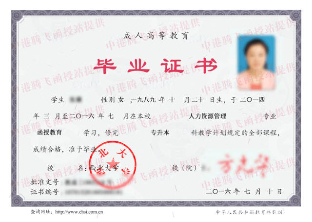 西北大学成人高考毕业证高中模拟年三年v高中样本两图片