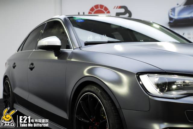 重庆汽车贴膜奥迪a3改色tmd系列e21电光深邃灰