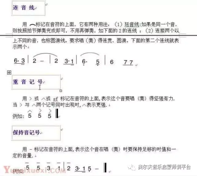 (4)滑音:主要音向上或向下滑向某个音.滑音分上滑音,下滑音两种.