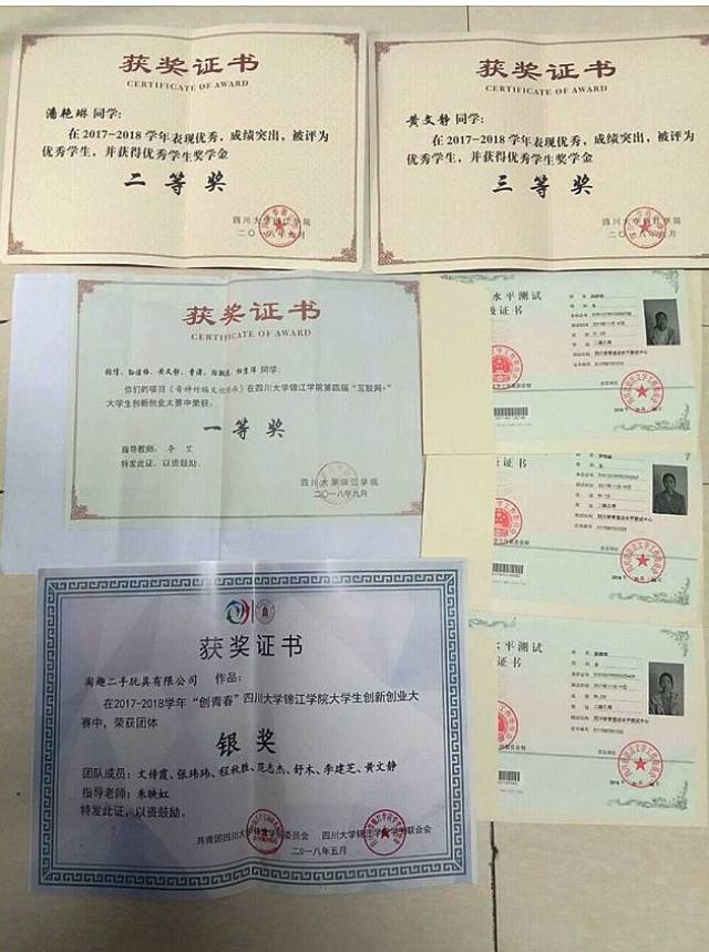 10-336 我们寝室的成员均热爱学习,并获得了各类证书.