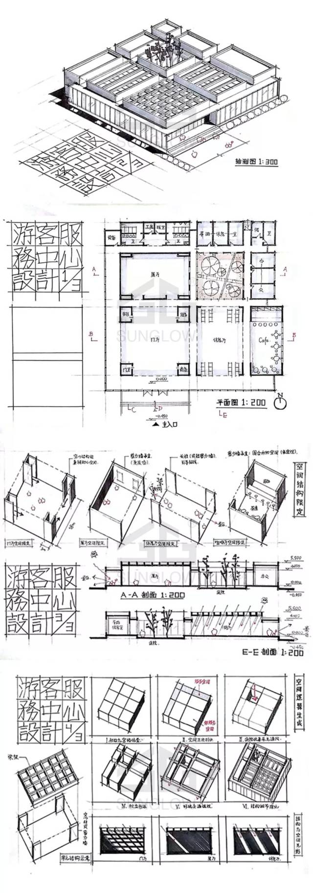 小快题模考评图05|东南18初试游客服务中心设计