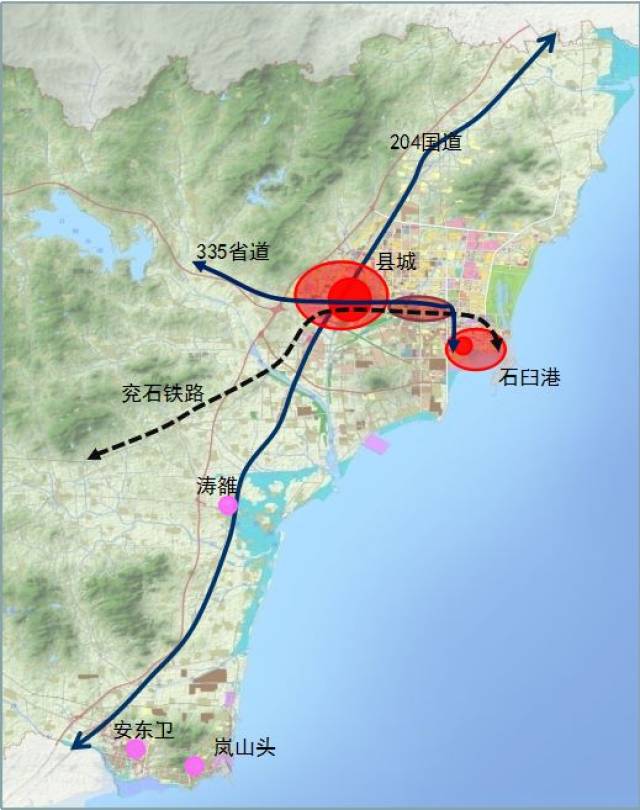 日照市历轮城市总体规划 1984年版日照县城, 石臼所两地总体规划图