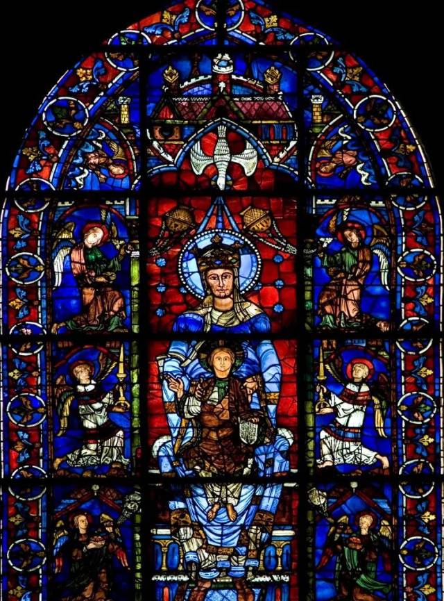 蓝色圣母彩窗,沙特尔大教堂(chartres cathedral) 法国,12世纪 彩窗