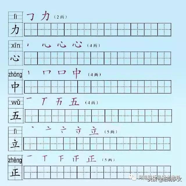 一年级上册全册写字表中笔顺练习,对一年级的孩子来说太重要