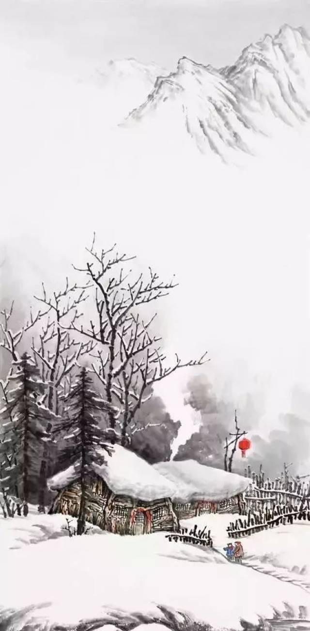 冬天的雪景山水画,这么漂亮你有没有见过!