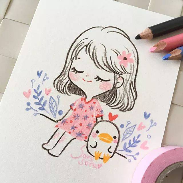 100张人物彩铅简笔画,小伙伴们赶紧收图吧