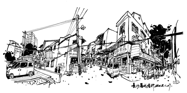 学建筑的他迷上了画画,从写生到涂鸦,再到案例抄绘,画到本子都快散架