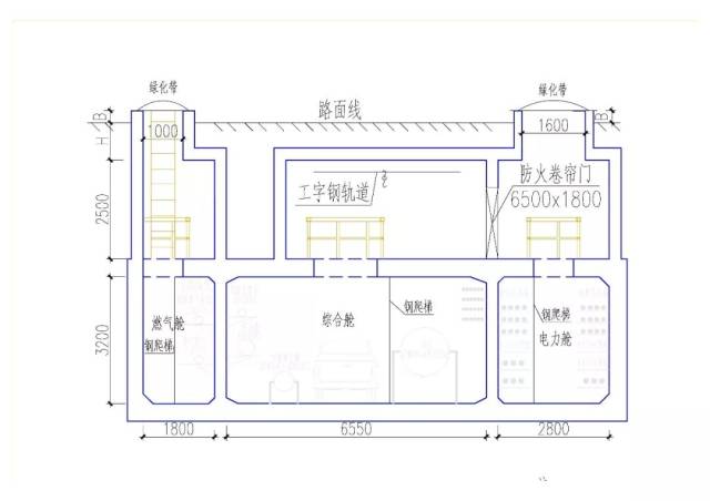 5m,通过夹层上方设置的工字钢轨道和电动葫芦转换运送材料,设置的常开