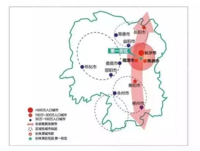 距湘潭市区28公里,距黄花国际机场14公里,是长株潭半小时经济圈唯一个