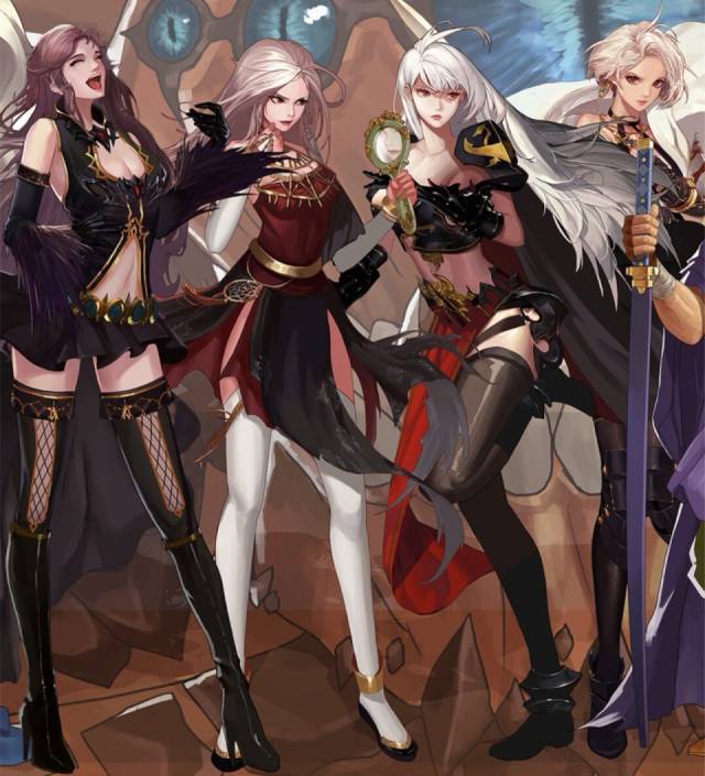 我们就以女鬼剑士举例来看,4个妹子的外观几乎和二觉立绘里的人物一模