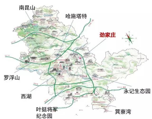 距离西湖25分钟,哈施塔特45分钟,罗浮山1小时,永记生态园30分钟,巽寮