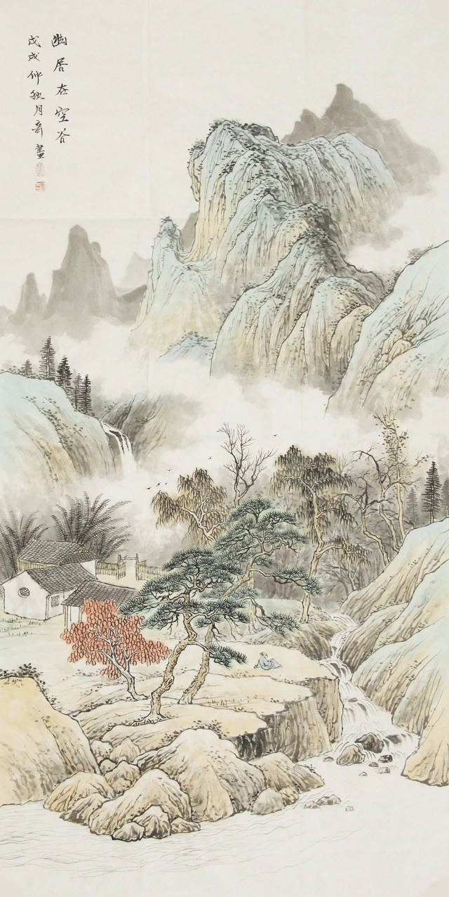 张月奇山水画作品:画面纯净祥和,极富层次感和立体感