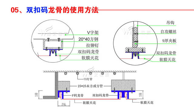 软膜天花施工节点图,软膜天花安装大样图,软膜天花节点cad图,软膜天花