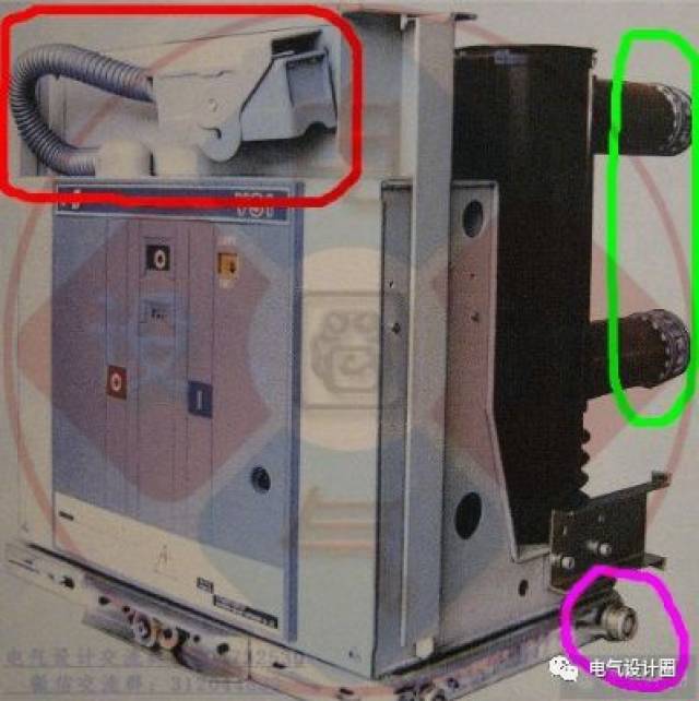 图8-1-2,8-1-3所示为vs1真空断路器,gzs开关柜内部剖面.