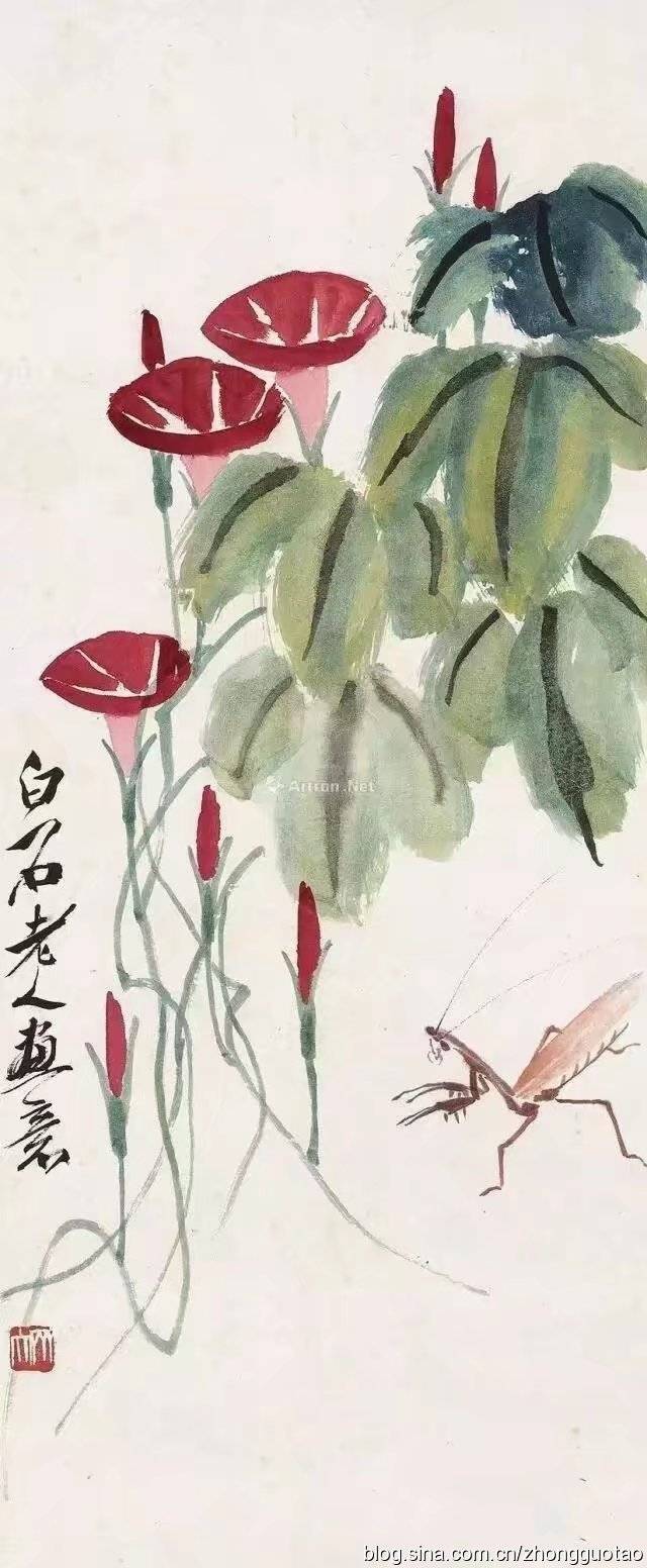 国画大师齐白石作品欣赏:牵牛花,牵牛花,牵牛花!