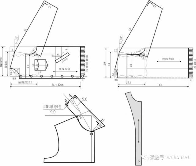 男士插肩袖夹克的制版图参考