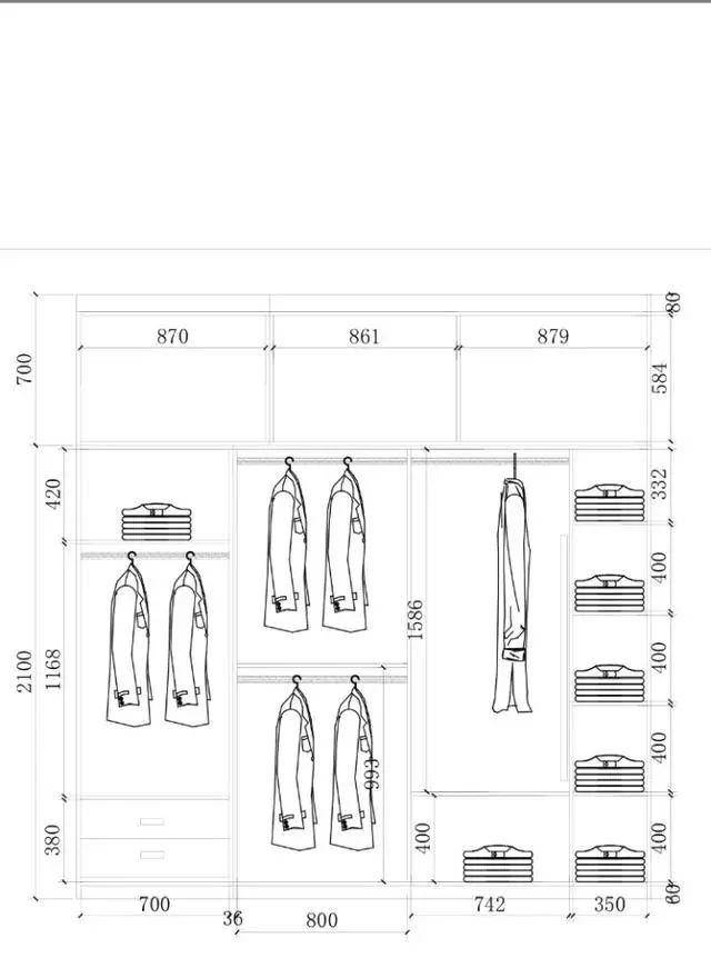 1-3m衣柜怎么布局?62张结构尺寸图,设计师压箱底私藏