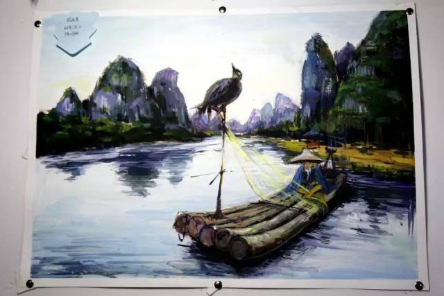 各类作品   计算机应用系 美术篇 一幅风景画,画出了桂林山水之美,画