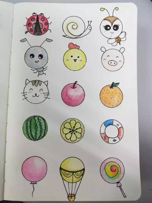 简笔画|万能圆形简笔画,爸妈孩子一学就会!