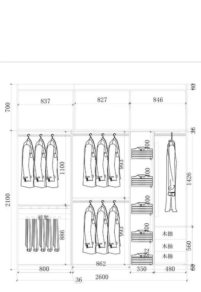 1-3m衣柜怎么布局?62张结构尺寸图,设计师压箱底私藏,造福大众