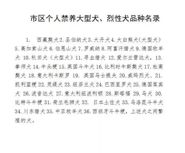 嘉兴市区个人禁养犬种名单公示!