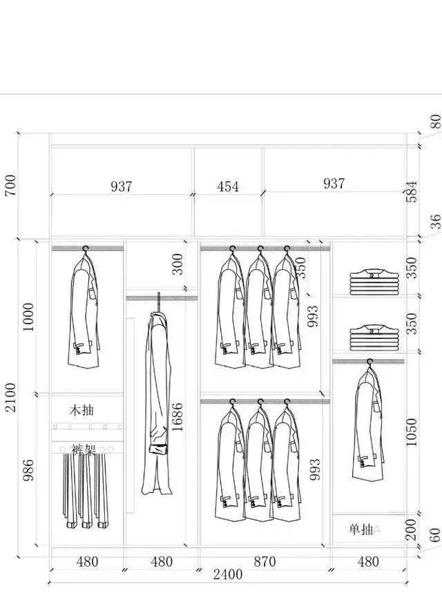1-3m衣柜怎么布局?62张结构尺寸图,设计师压箱底私藏
