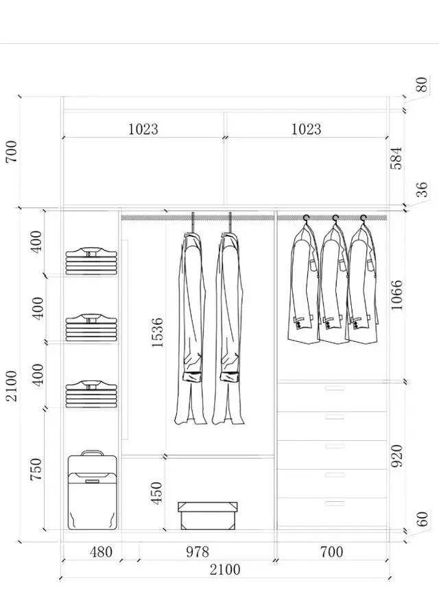 1-3m衣柜怎么布局?62张结构尺寸图,设计师压箱底私藏