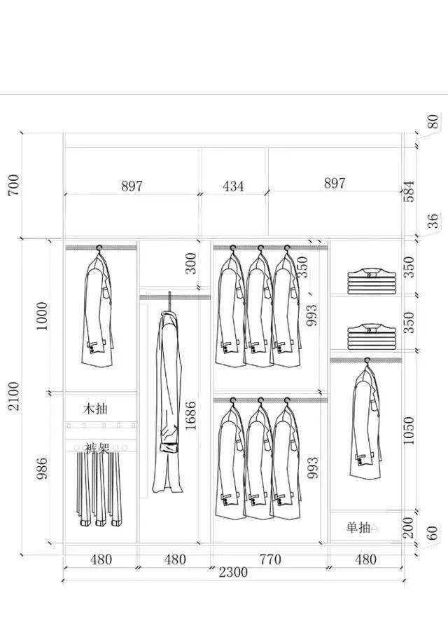 1-3m衣柜怎么布局?62张结构尺寸图,设计师压箱底私藏