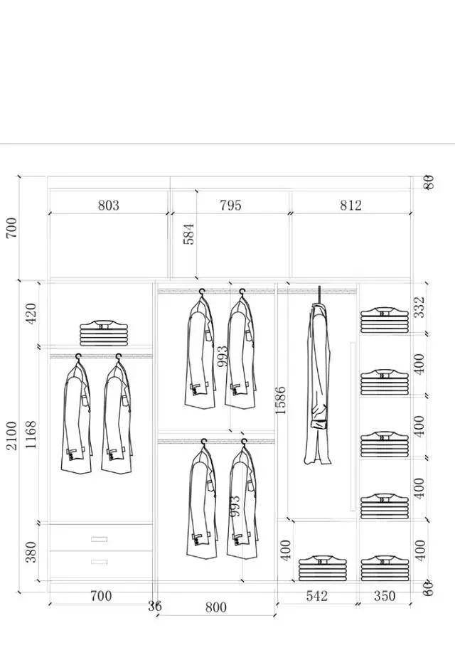 1-3m衣柜怎么布局?62张结构尺寸图,设计师压箱底私藏