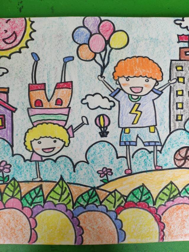 精选几张适合八岁小朋友绘画的创意儿童画课件作品