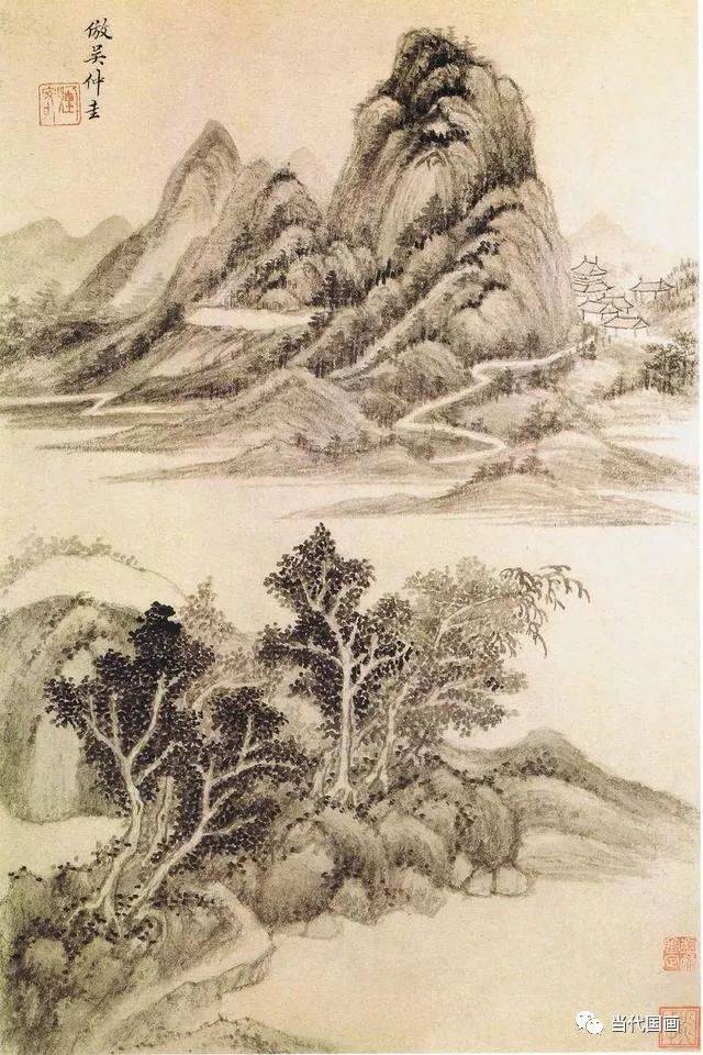 王时敏《仿古山水图册》:主张摹古,笔墨含蓄,苍润松秀