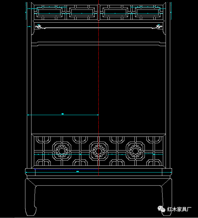 04  ▲红桥红·架子床侧面cad示意图 设计制作的匠师,无疑对明式床榻