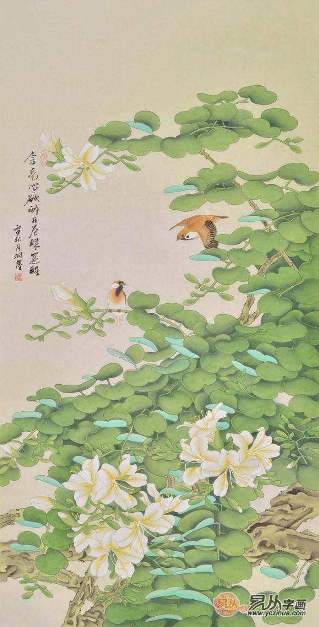 新家玄关处挂什么好 意境唯美看工笔花鸟画
