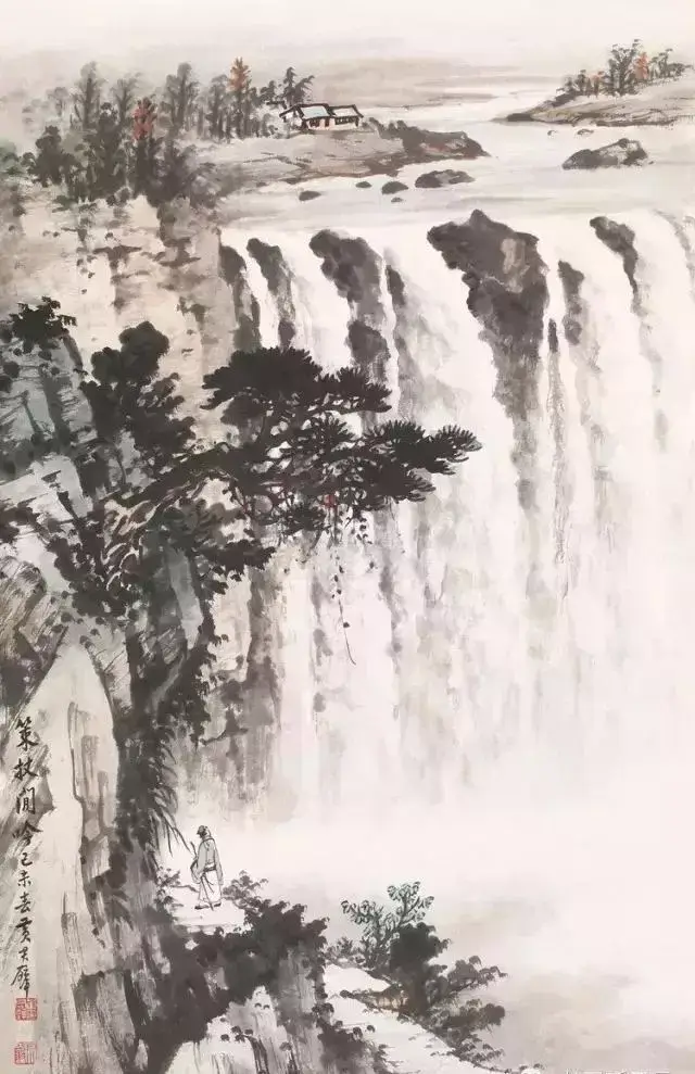 1,国画大师黄君璧的云水瀑布