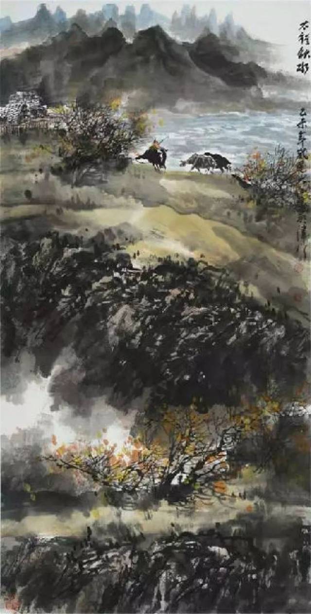 吕大江《山水》 吕大江的山水画是从家父吕云所画"太行山"的笔墨