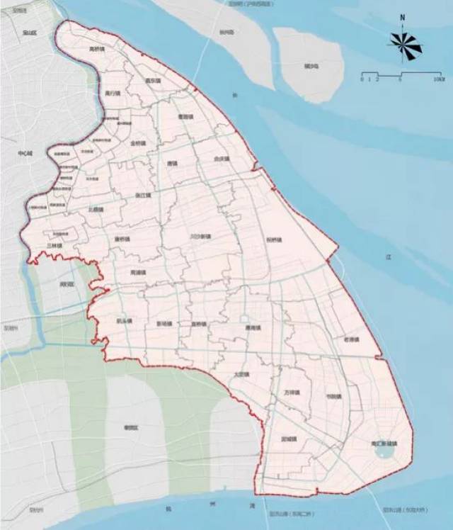规划范围以浦东新区行政边界为基础,纳入部分行政区划外用地,规划总