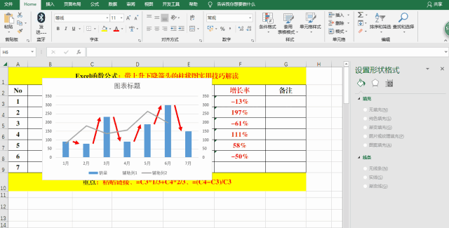 原来柱形图还可以带有趋势箭头,你会设置吗?